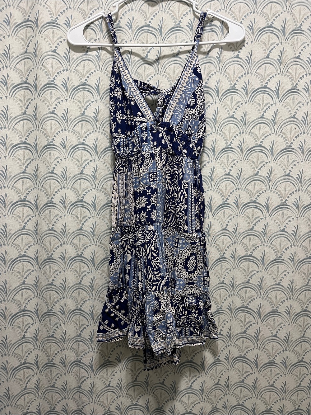 Blue Patchwork Print Women’s Mini Dress